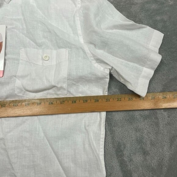 Weatherproof Vintage White Washable Linen Shirt Short Sleeves M a0017 - Picture 7 of 9